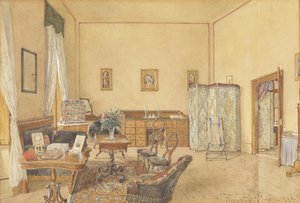 Interior con Jaula de Pájaros y Silla de Playa de Franz Alt